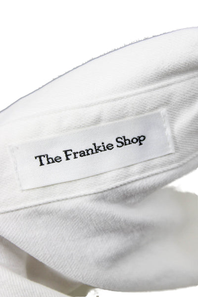 The Frankie Shop Women Cotton Button-Up Coat White Collared Long Sleeve Size M