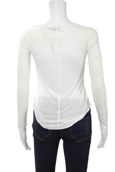 Helmut Womens Basic Long Sleeve Round Neck Modal Nylon T-Shirt White Size PP