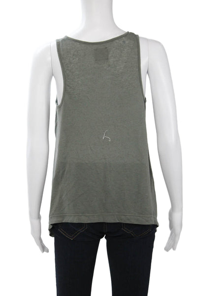 Free People Women Sleeveless V-Neck Graphic Tunic Gray Linen Blend Size M