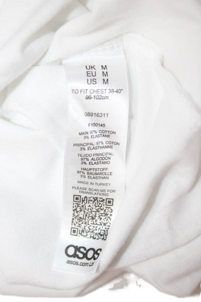 Asos Mens White Classic Crew Neck Short Sleeve T-Shirt 97% Cotton Size M