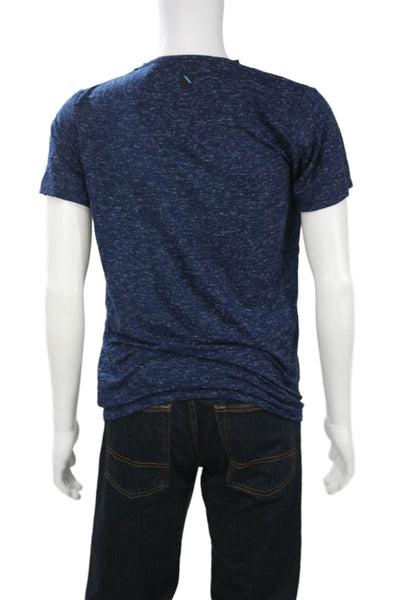 Renuar Mens Dark Blue V-Neck Graphic Quote T-Shirt Polyester Viscose Size M