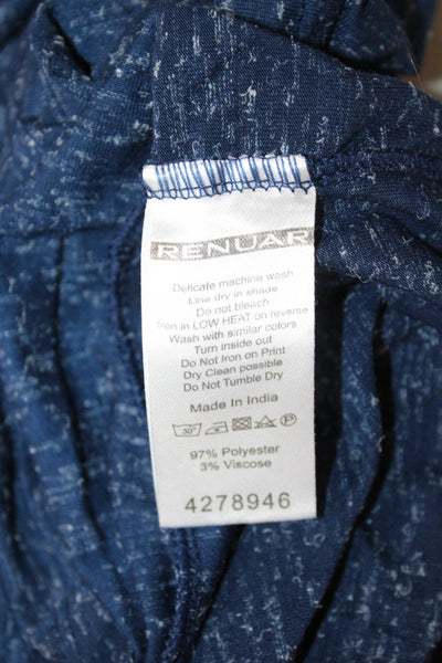 Renuar Mens Dark Blue V-Neck Graphic Quote T-Shirt Polyester Viscose Size M