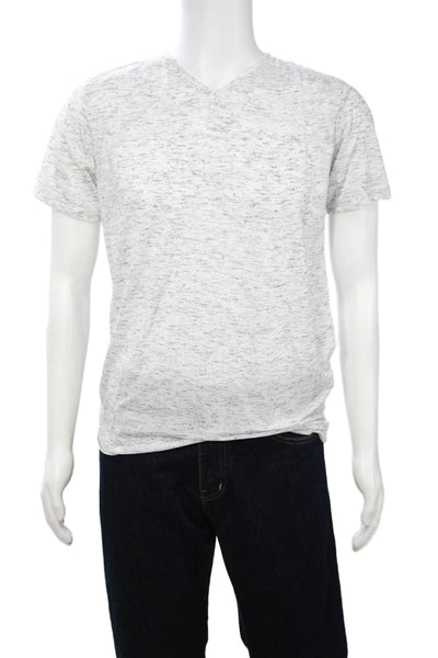 Renuar Mens Gray V-Neck Graphic Quote T-Shirt Short Sleeve Viscose Size M