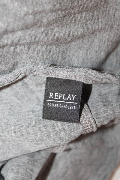 Replay Mens Designer Cotton V-Neck Short Sleeve Solid T-Shirt Size M