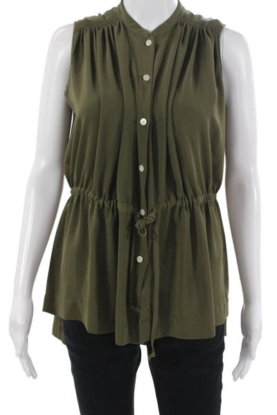 Banana Republic Women Tunic Sleeveless High Neck Button Army Green Size XS