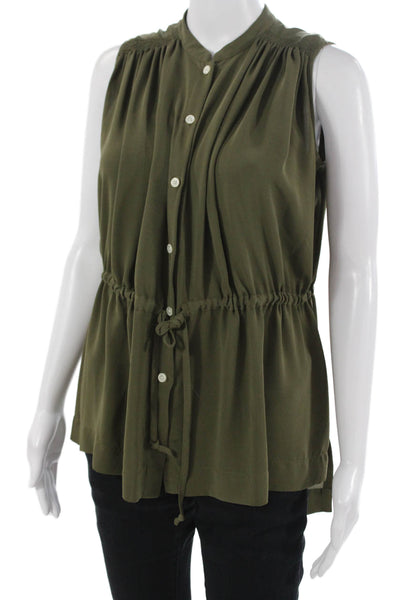Banana Republic Women Tunic Sleeveless High Neck Button Army Green Size XS