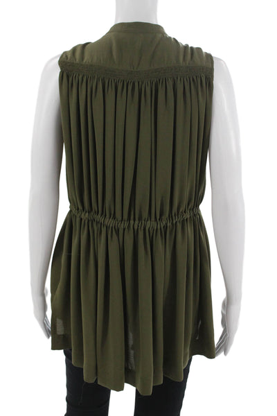 Banana Republic Women Tunic Sleeveless High Neck Button Army Green Size XS