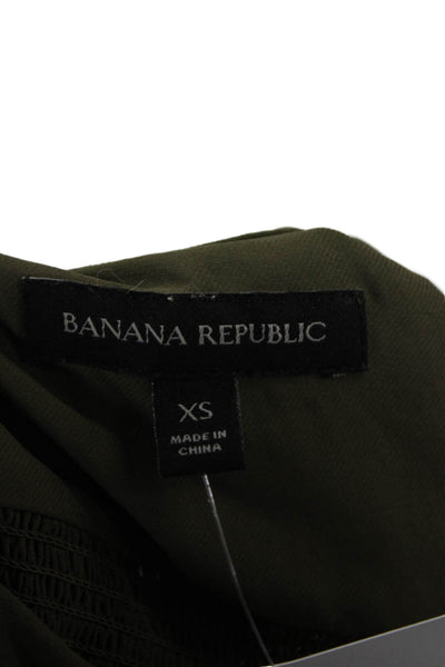 Banana Republic Women Tunic Sleeveless High Neck Button Army Green Size XS