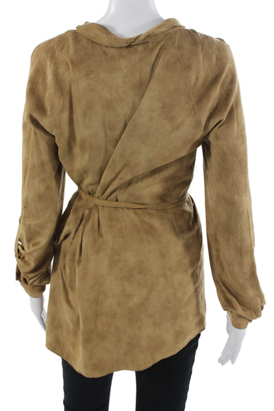 Elie Tahari Women Brown Polyester Petite 3/4 Sleeve Jacket Size S
