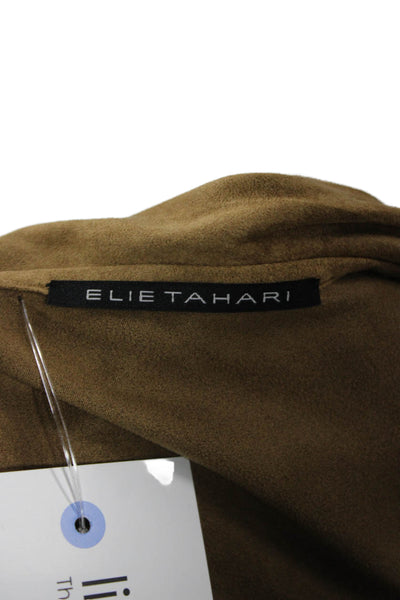 Elie Tahari Women Brown Polyester Petite 3/4 Sleeve Jacket Size S