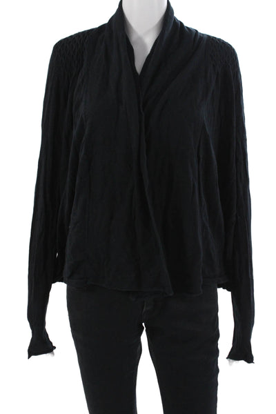 Cullen Unisex Cardigan Black Mock Neck Long Sleeve Cotton Viscose Size M