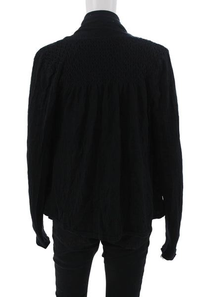 Cullen Unisex Cardigan Black Mock Neck Long Sleeve Cotton Viscose Size M