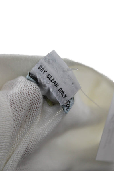 Tabitha Unisex Cardigan White Cotton V Neck Button Short Sleeve Size S