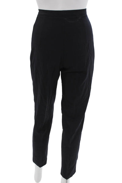 Piazza Sempione Women Black Ankle Dress Pants Wool Spandex Hook & Eye Size 38