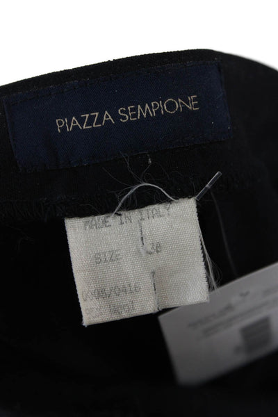 Piazza Sempione Women Black Ankle Dress Pants Wool Spandex Hook & Eye Size 38