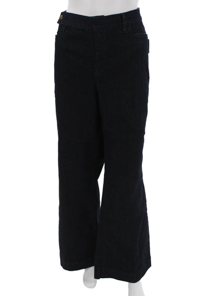 Chaps Women Dress Pants Dark Blue High Rise Button 32 Inseam Size 14