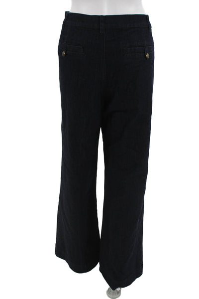 Chaps Women Dress Pants Dark Blue High Rise Button 32 Inseam Size 14