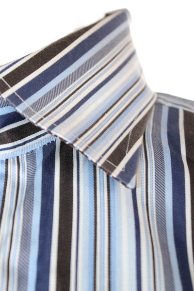 Bugatchi Mens Striped Long Sleeve Button Up Cotton Shirt Size L