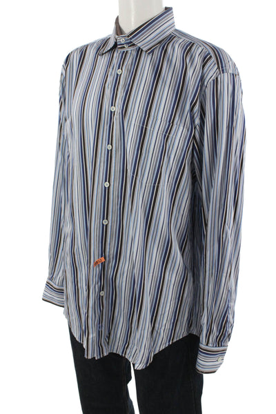 Bugatchi Mens Striped Long Sleeve Button Up Cotton Shirt Size L