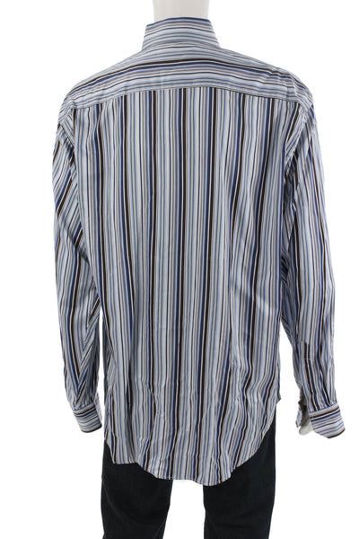 Bugatchi Mens Striped Long Sleeve Button Up Cotton Shirt Size L