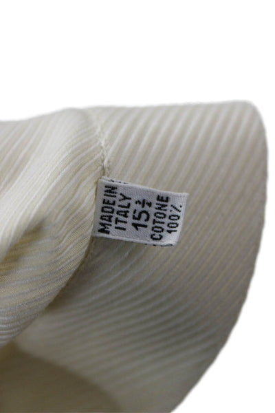 Victor Talbots Mens Band Collar Striped Shirt Beige Long Sleeve Cotton Size L