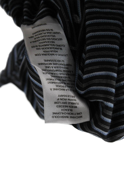 Michael Kors Mens Striped Cotton Point Collar Button-Up Black Size 2XL