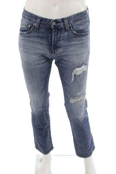 AG Adriano Goldschmied Unisex Boyfriend Cropped Blue Jeans Size 30