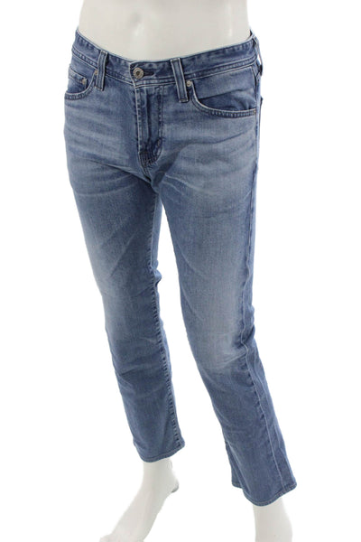 AG Adriano Goldschmied Mens Straight Jeans Blue Button Size 30