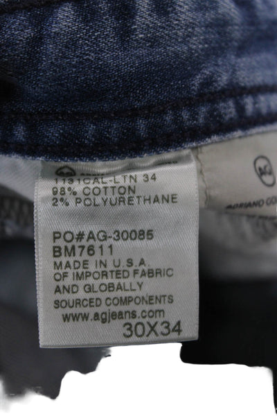 AG Adriano Goldschmied Mens Straight Jeans Blue Button Size 30