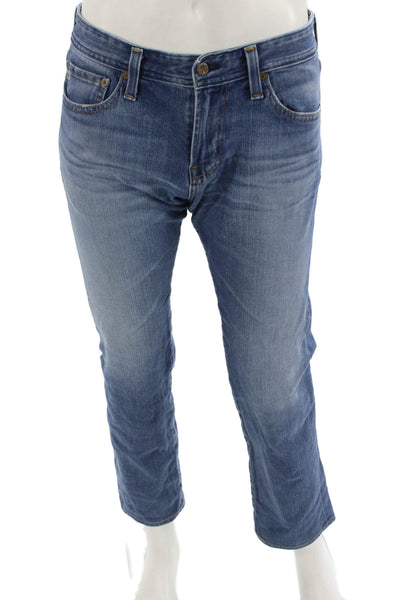 AG Mens Cropped Straight Jeans Blue Button Size 30