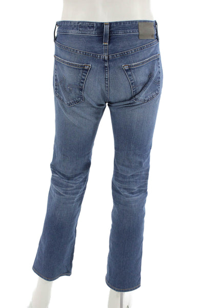 AG Mens Cropped Straight Jeans Blue Button Size 30