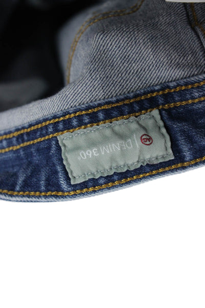 AG Mens Cropped Straight Jeans Blue Button Size 30