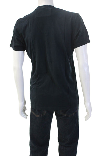 Designer Mens V Neck Black T Shirt Short Sleeve 100% Combed Cotton Solid Size 2