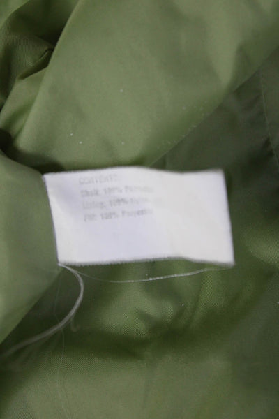 Portrait Women Quilted Jacket Green Collared Button Long Sleeve Size M