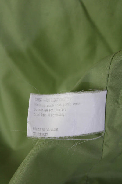 Portrait Women Quilted Jacket Green Collared Button Long Sleeve Size M