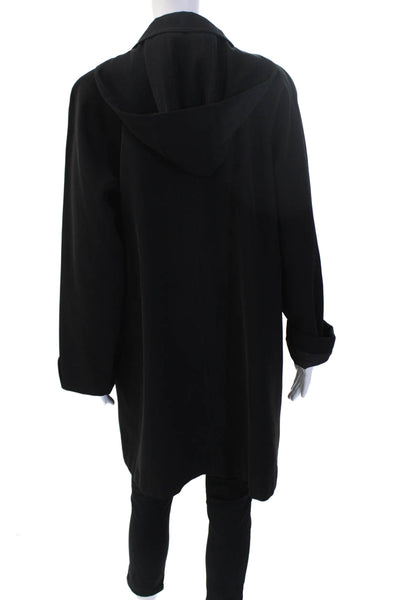 Gallery Womens Overcoat Black Collared Button 100% Polyester Long Sleeve Size M