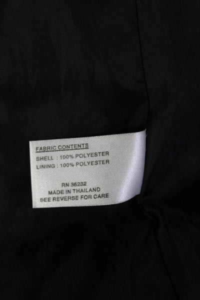 Gallery Womens Overcoat Black Collared Button 100% Polyester Long Sleeve Size M