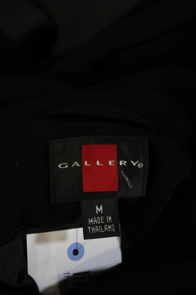Gallery Womens Overcoat Black Collared Button 100% Polyester Long Sleeve Size M