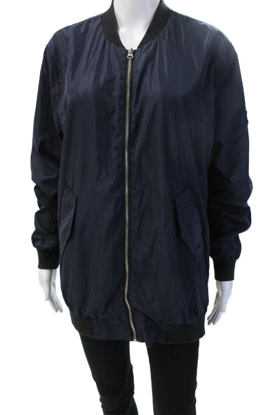 Nude Unisex Bomber Jacket Dark Blue Polyester Size M