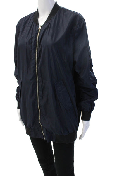 Nude Unisex Bomber Jacket Dark Blue Polyester Size M