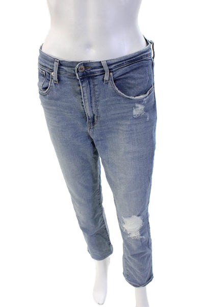 Levis Men Cropped Straight Jeans Light Blue Mid Rise Size 30
