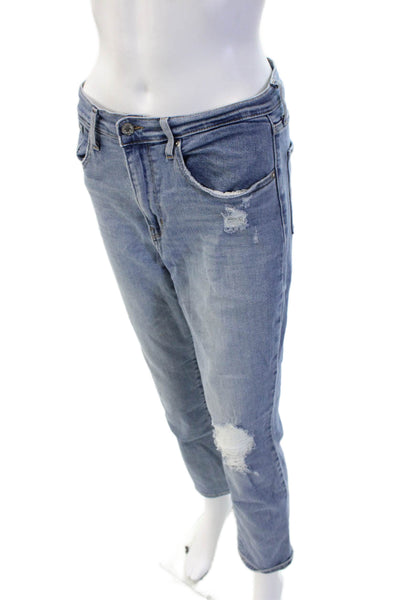 Levis Men Cropped Straight Jeans Light Blue Mid Rise Size 30