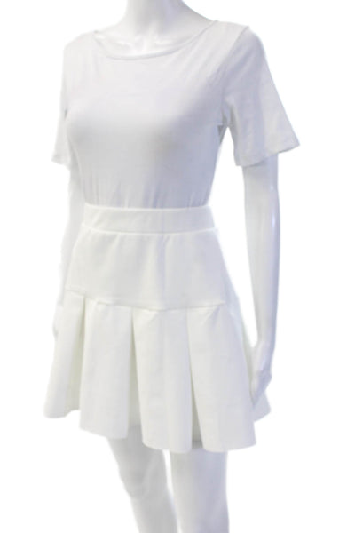 Lioness Womens Pleated Skater Mini Skirt White Size 2XL