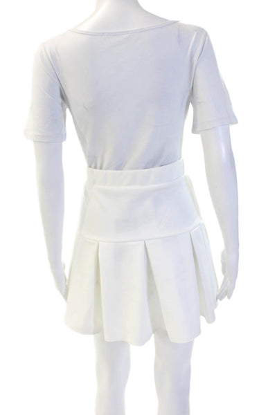 Lioness Womens Pleated Skater Mini Skirt White Size 2XL