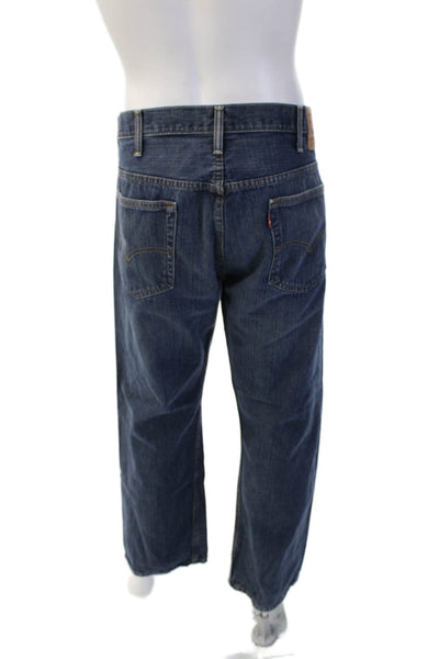 Levis Mens Dark Blue 100% Cotton Wide Leg Jeans Button Fly Inseam 30 Size 40