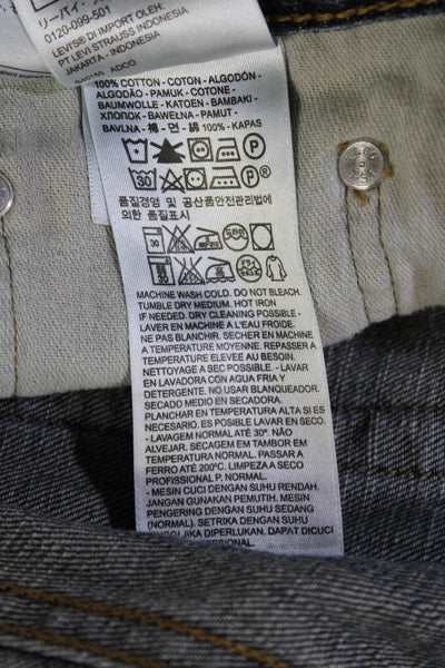 Levis Mens Dark Blue 100% Cotton Wide Leg Jeans Button Fly Inseam 30 Size 40