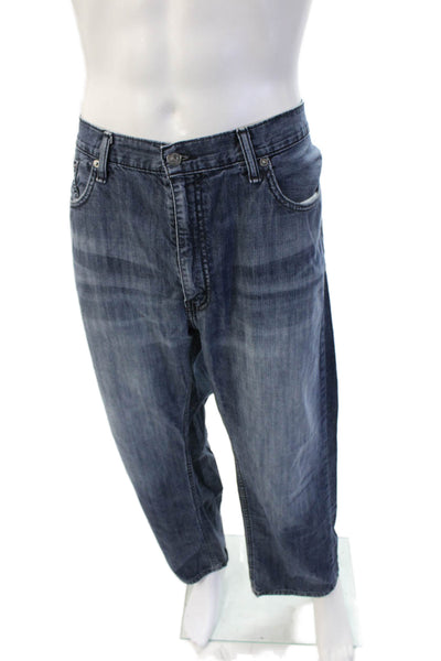 Levis Mens Wide Leg Dark Blue Cotton Jeans Size 40