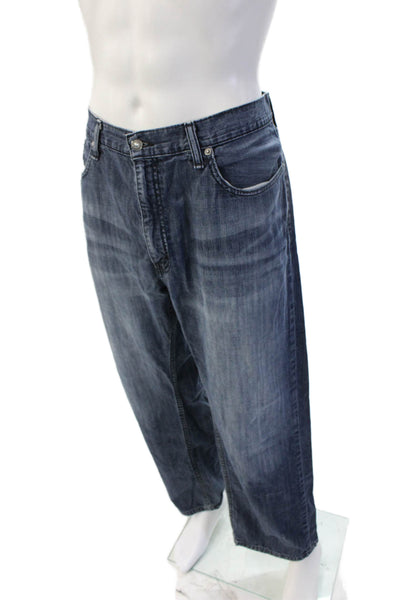 Levis Mens Wide Leg Dark Blue Cotton Jeans Size 40