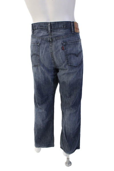 Levis Mens Wide Leg Dark Blue Cotton Jeans Size 40