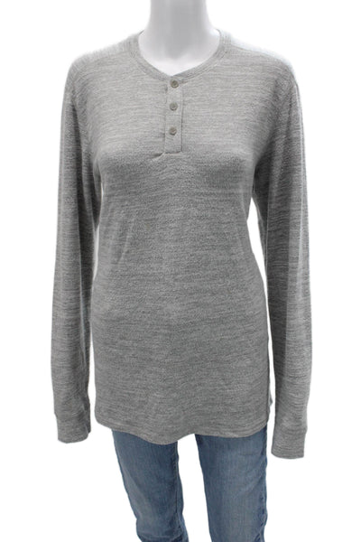 Velvet by Graham & Spencer Womens Gray Basic Button Up Long Sleeve Top Size M